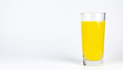 Freshly squeezed lemon juice in a clear glass isolated on white background for vibrant and clean beverage concept