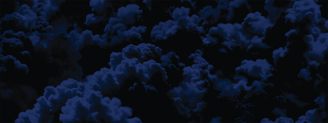 Dramatic turbulent blue clouds forming abstract atmospheric design