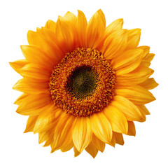 Fototapeta premium Vibrant, close-up sunflower, bright yellow petals, dark brown center