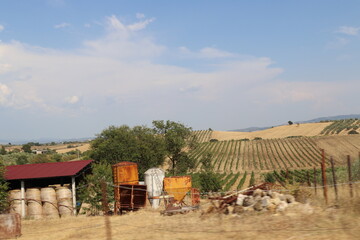 Rural landscape with cultivated land in Tuscany in Italy