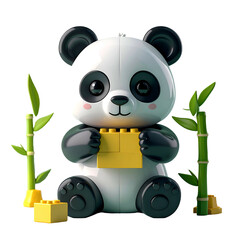 Cute panda bear with building blocks