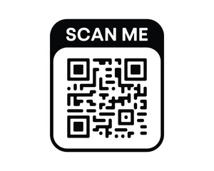 Vector QR code graphic in a simple black-and-white style. Isolated icon designed for mobile scanning to access websites or digital content-black-and-white-icon