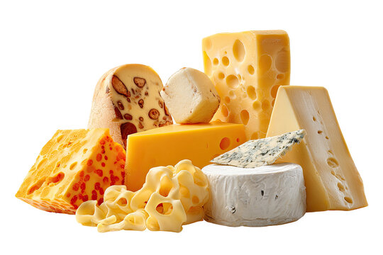 Assorted cheeses, various types and textures