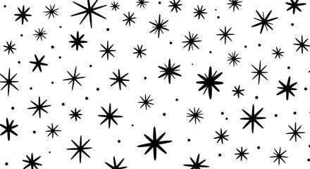 ミニマル白黒パターン｜星とドットのシンプルグラフィックデザイン