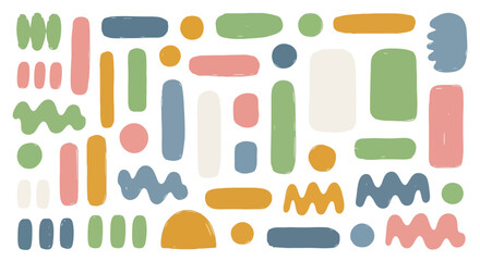 ミニマル パステル抽象シェイプパターン｜手描き有機デザイン要素｜モダン背景・クリエイティブプロジェクト向け