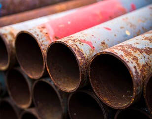 Stacked rusty metal pipes (1)