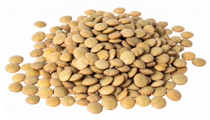Green Lentils on Isolated White Background &ndash; Whole and Split Varieties with Earthy Tone and Natural Detail
