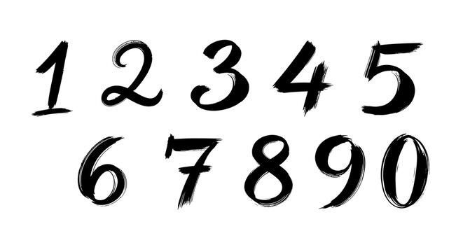 手書きブラシストローク数字セット｜0–9のカリグラフィースタイル番号コレクション
