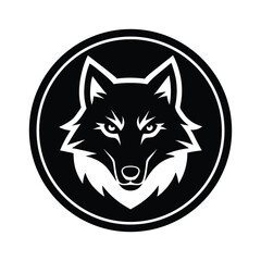 classic wolf head logo in circle frame