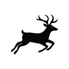  deer dashing through forest branches on white background