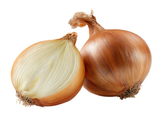 Two whole and half-cut onions
