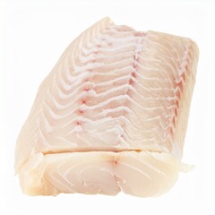 Grouper Fillet on Isolated White Background – Firm White Flesh with Minimal Oil Content and Soft Lighting