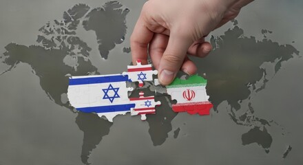 Global Geopolitical Tensions Connecting Israel and Iran on World Map