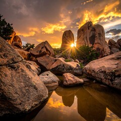 Rocky landscape at sunset