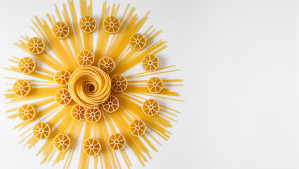 Fototapeta premium Pasta displayed in a vibrant sunburst design