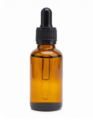 Hemp Seed Oil in Amber Bottle on Isolated White Background – Nutty Aroma with Omega-3 Rich Composition and Organic Feel