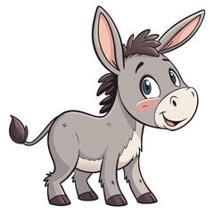 Donkey Cartoon Vector Art | Cute Tiger Illustration | PNG SVG Clipart | Jungle Animal Cartoon | Digital Download for Cricut, Sublimation & Kids Design