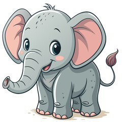 Fototapeta premium Elephant Cartoon Vector Art | Cute Tiger Illustration | PNG SVG Clipart | Jungle Animal Cartoon | Digital Download for Cricut, Sublimation & Kids Design