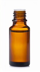 Hemp Seed Oil in Amber Bottle on Isolated White Background – Nutty Aroma with Omega-3 Rich Composition and Organic Feel