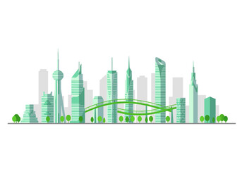 Fototapeta premium Futuristic Cityscape Eco Friendly Design.