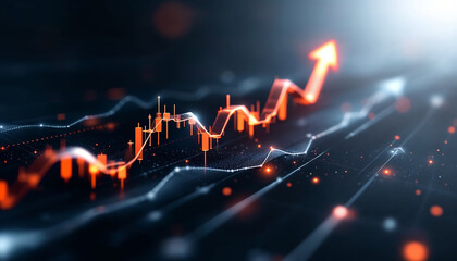 Fototapeta premium An elegant futuristic trading chart with a thin, glowing silver line on a minimalist gray background