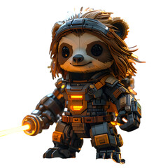 Cute raccoon robot figure