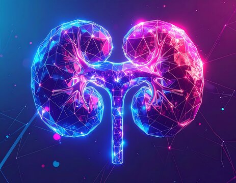 3D kidneys, glowing polygonal - Powered by Adobe