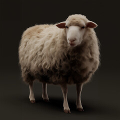 Fototapeta premium Curly Wool Sheep Looking At Camera
