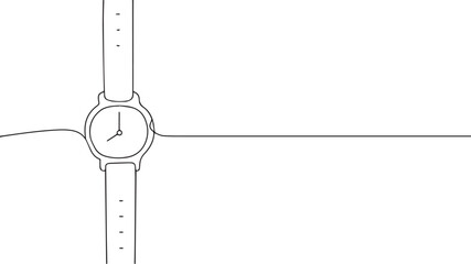 Watch one continuous line art, Vector illustration, One line art, Line art graphic style