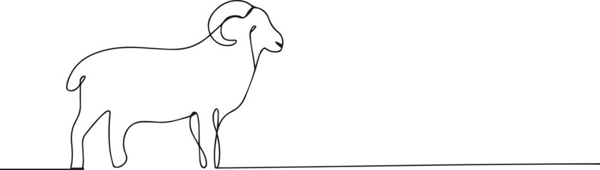 Goat animal  one continuous line art, Vector illustration, One line art, Line art graphic style