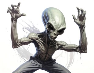 Captivating depiction of otherworldly being, alien creature, advanced species