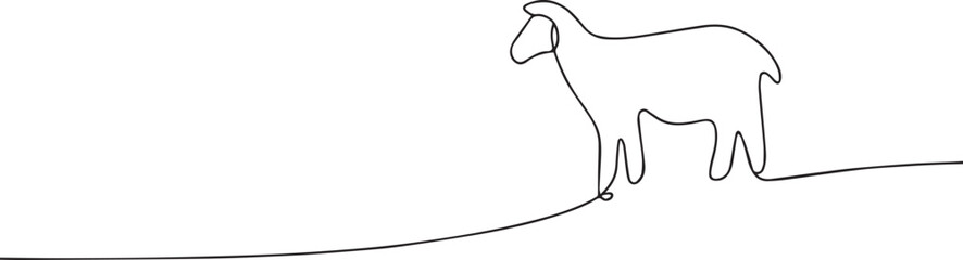 Sheep one continuous line art, Vector illustration, One line art, Line art graphic style