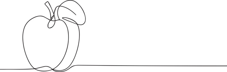 Fototapeta premium Apple one continuous line art, Vector illustration, One line art, Line art graphic style