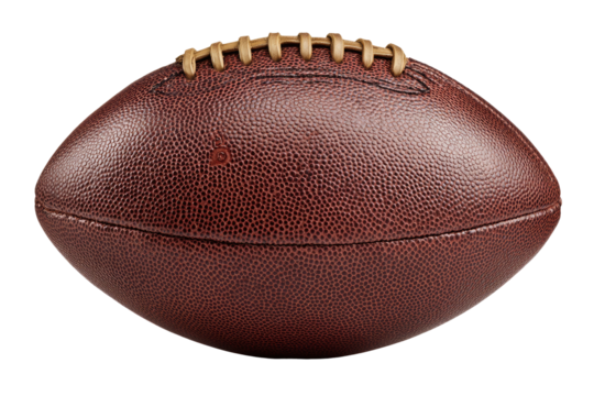 Close-up of a brown leather American football, stitched seams visible - Powered by Adobe