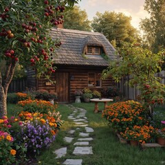 house with landscape in Ukrainian style