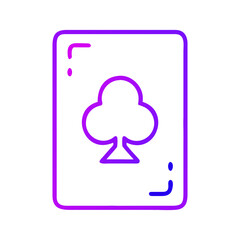 Gradient Outline Club Playing Card Icon on White Background card game gambling
