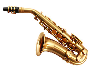 Obraz premium Golden Alto Saxophone Angled on Background musical instrument brass instrument isolated on a transparent background