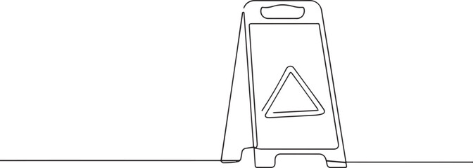 slippery floor sign continuous line art, Vector illustration, One line art, Line art graphic style