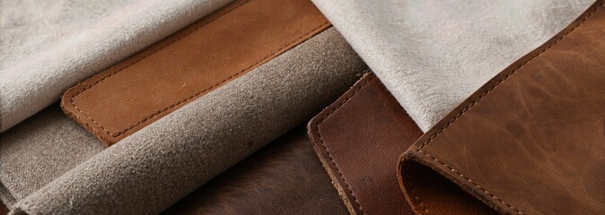 Brown and Beige Leather and Linen Texture