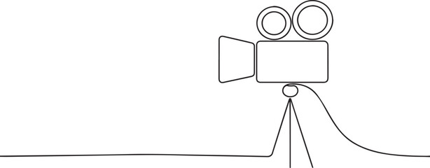 movie camera one continuous line art, Vector illustration, One line art, Line art graphic style