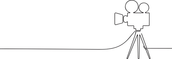 Fototapeta premium movie camera one continuous line art, Vector illustration, One line art, Line art graphic style