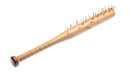 Wooden baseball bat with metal spikes