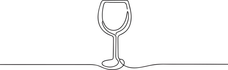 wine glass one continuous line art, One line art, Vector illustration