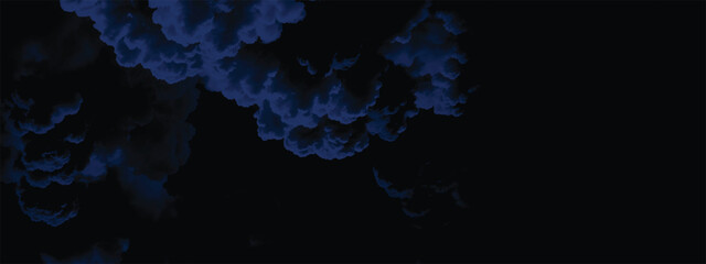 Heavy stormy cloudscape in deep blue tones against a dark abstract background