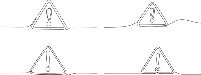 A set of exclamation mark one continuous line art, One line art, Vector illustration © MDASHRAFUL