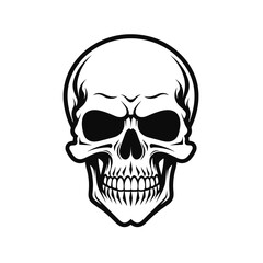Fototapeta premium Bold black and white skull graphic design for halloween and gothic themes silhouette