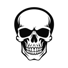 Fototapeta premium Gothic human skull frontal view detailed tattoo design element silhouette