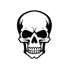 Fototapeta premium Emblematic human skull frontal view gothic art design element silhouette