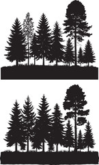 A dense silhouette of evergreen trees creates a natural forest landscape seamlessly