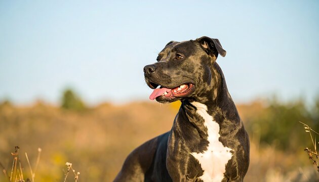Black and white dog outdoors